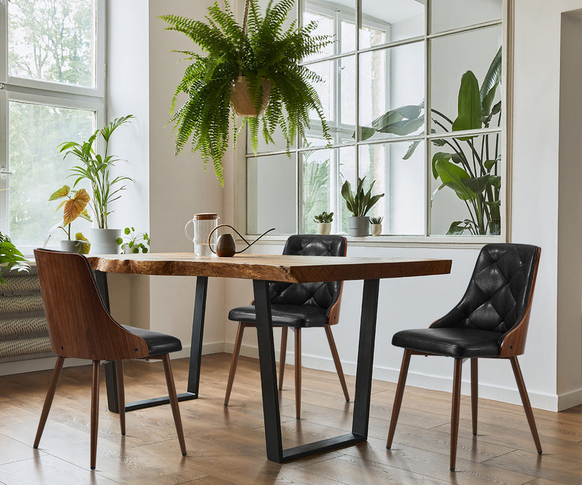 Dining Chairs Kitchen Lounge Cafe Seat Retro Pu Leather X2 Black