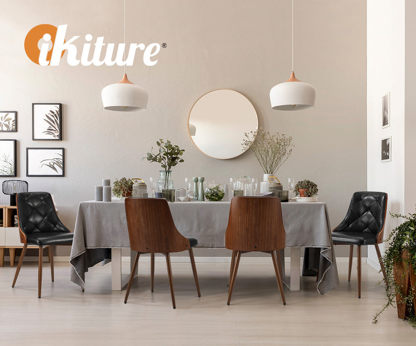 Dining Chairs Kitchen Lounge Cafe Seat Retro Pu Leather X2 Black