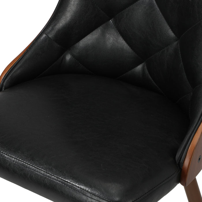 Dining Chairs Kitchen Lounge Cafe Seat Retro Pu Leather X2 Black