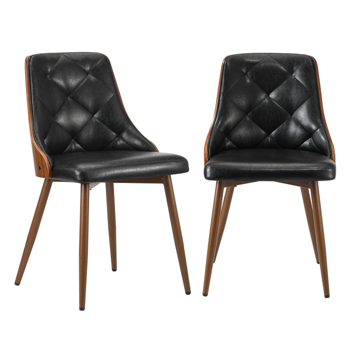 Dining Chairs Kitchen Lounge Cafe Seat Retro Pu Leather X2 Black