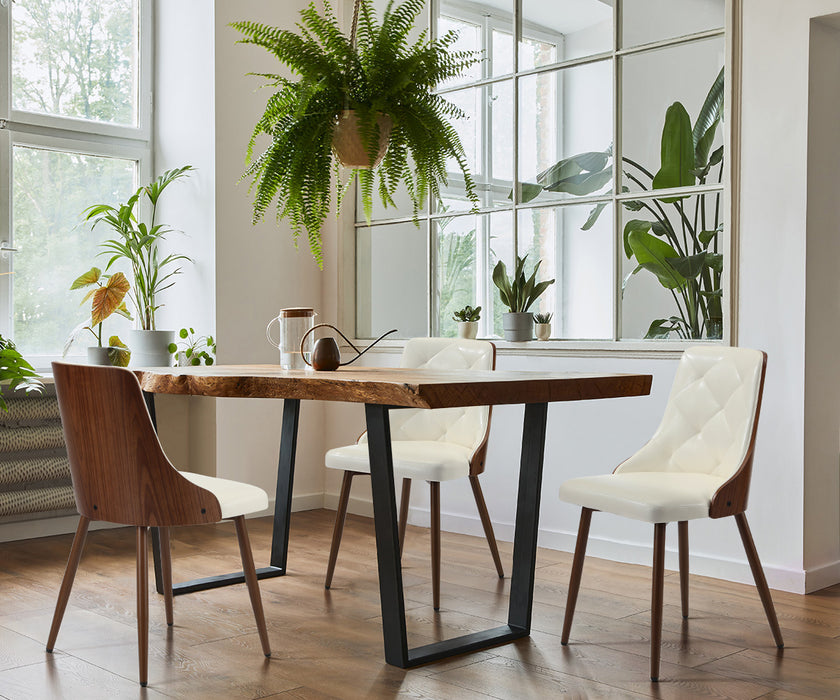 Dining Chairs Kitchen Accent Lounge Pu Leather X2 White