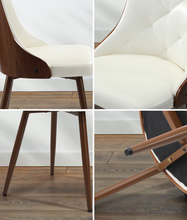 Dining Chairs Kitchen Accent Lounge Pu Leather X2 White