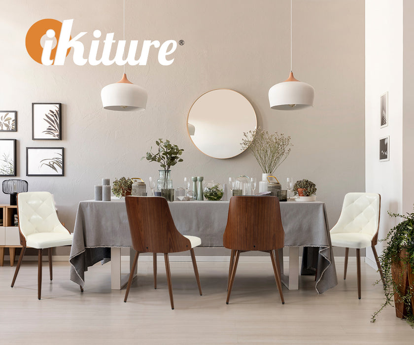 Dining Chairs Kitchen Accent Lounge Pu Leather X2 White