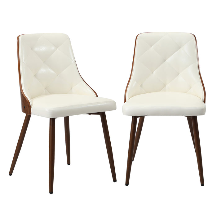 Dining Chairs Kitchen Accent Lounge Pu Leather X2 White