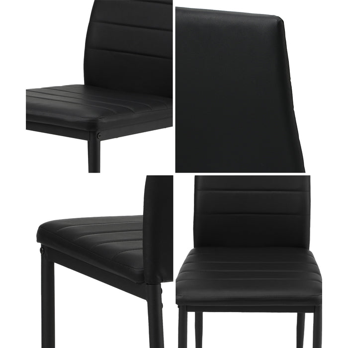 4Pcs Dining Chairs High-Back Kitchen Chair Padded Faux Leather Black
