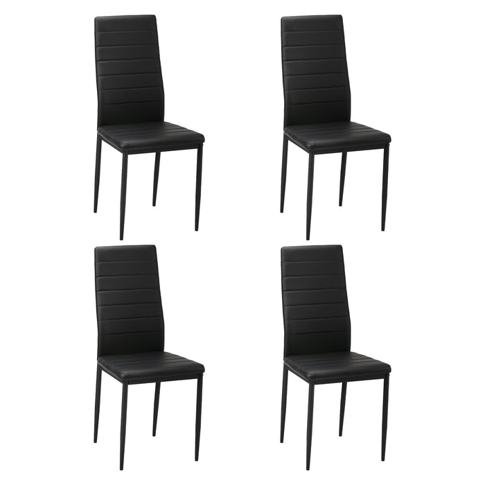 4Pcs Dining Chairs High-Back Kitchen Chair Padded Faux Leather Black