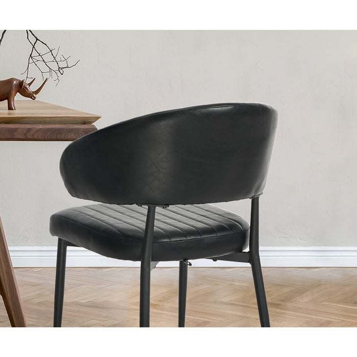 2X Pu Leather Dining Chair Kitchen Padded Seat Black