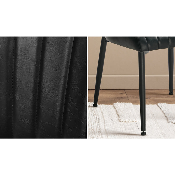 2X Pu Leather Dining Chair Kitchen Padded Seat Black