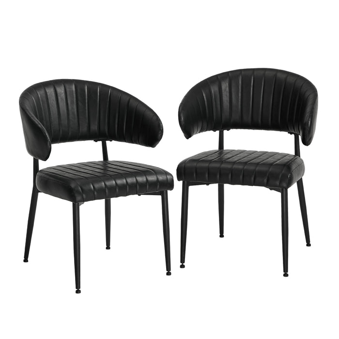 2X Pu Leather Dining Chair Kitchen Padded Seat Black
