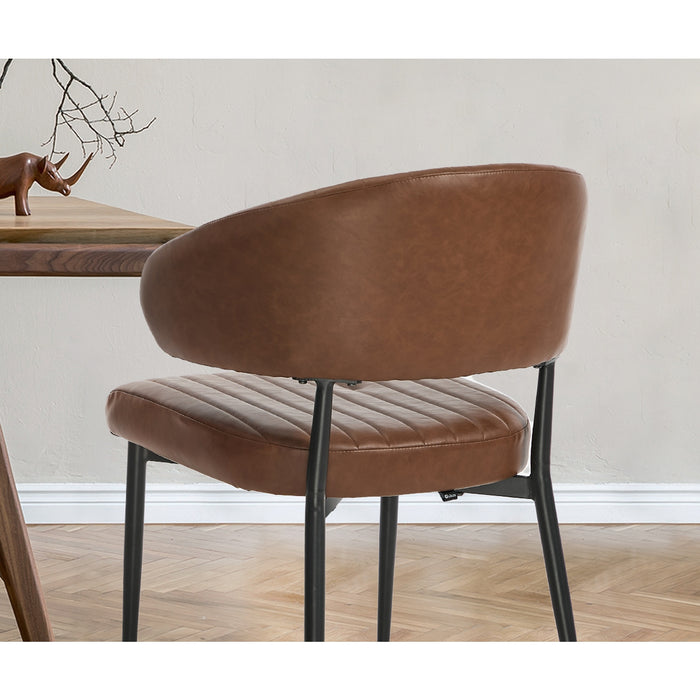 2X Pu Leather Dining Chair Kitchen Padded Seat Brown