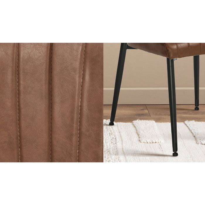 2X Pu Leather Dining Chair Kitchen Padded Seat Brown