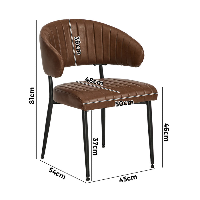 2X Pu Leather Dining Chair Kitchen Padded Seat Brown