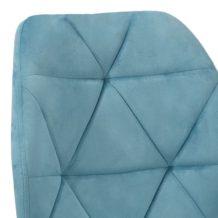 Set Of 2 Dining Chairs Kitchen Chair Padded Seat High Back Velvet Blue