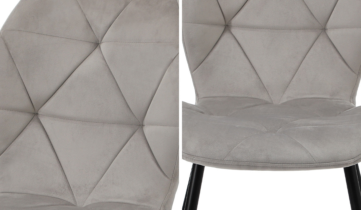 Set Of 2 Dining Chairs Kitchen Chair Padded Seat High Back Velvet Grey