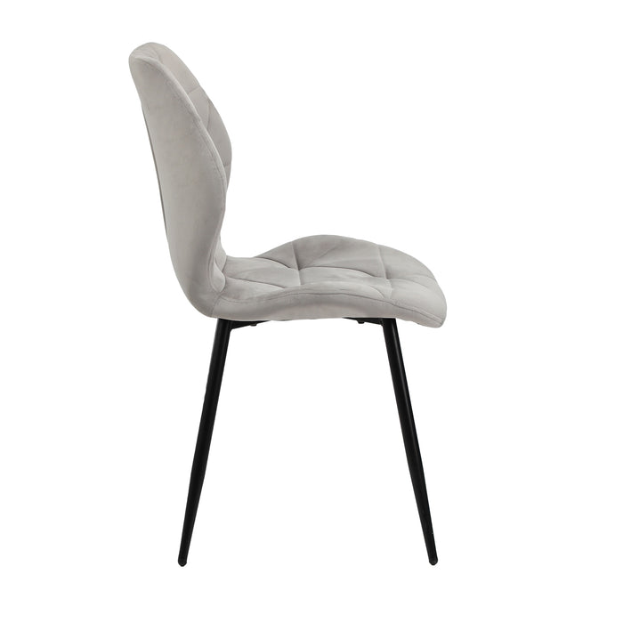 Set Of 2 Dining Chairs Kitchen Chair Padded Seat High Back Velvet Grey