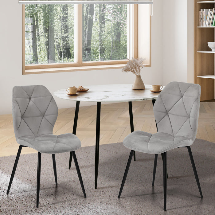 Dining Chairs Kitchen Chair Padded Seat High Back Velvet Grey