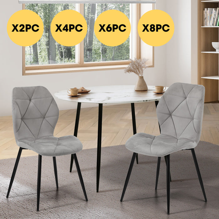 Dining Chairs Kitchen Chair Padded Seat High Back Velvet Grey