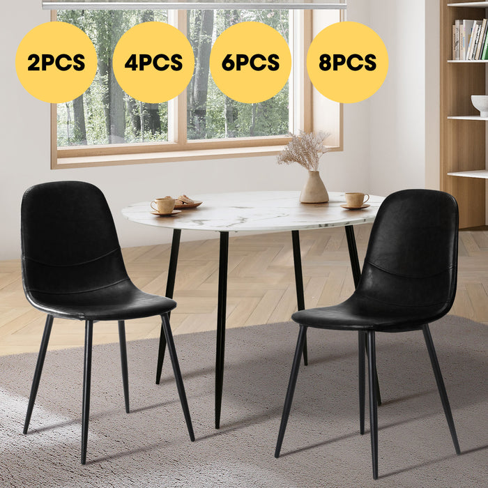 8 Pack Dining Chairs Kitchen Accent Chair Lounge Room Pu Leather Black