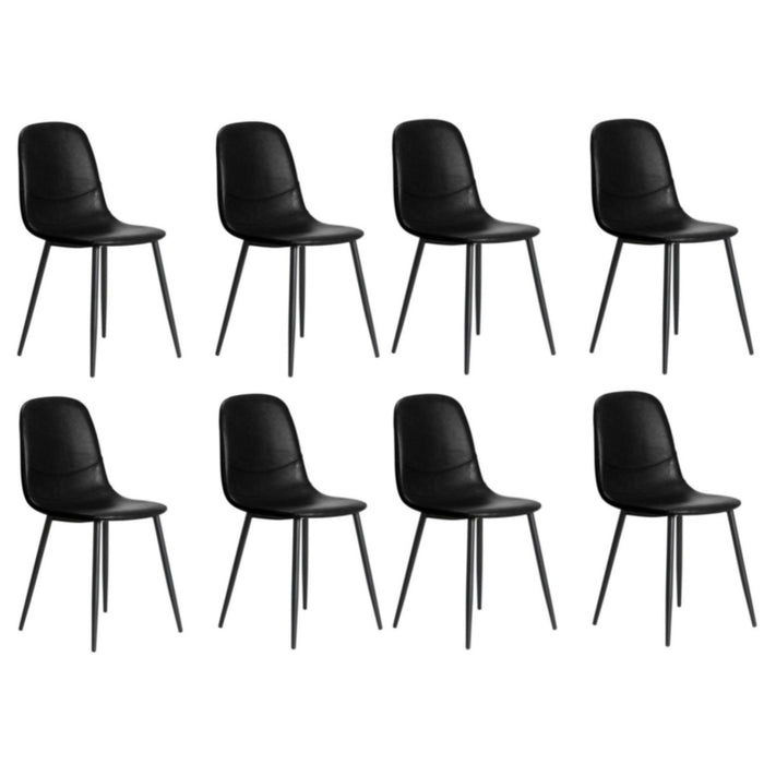 8 Pack Dining Chairs Kitchen Accent Chair Lounge Room Pu Leather Black
