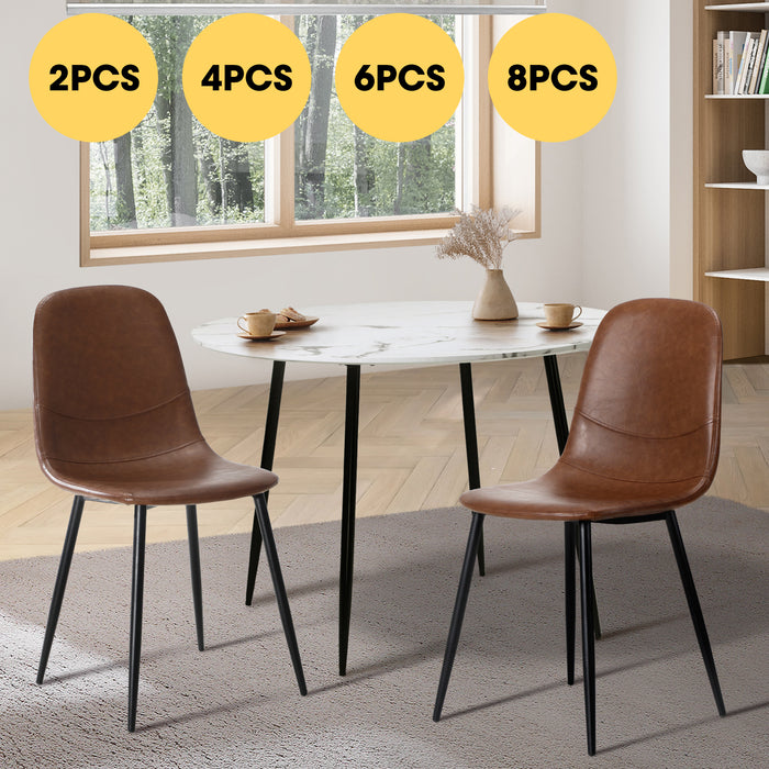 Dining Chairs Kitchen Accent Chair Lounge Room Pu Leather Brown