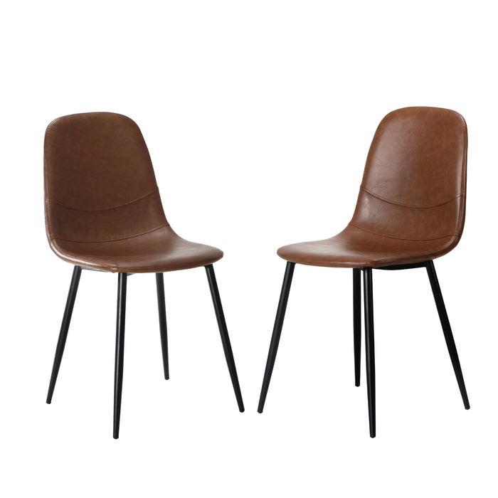 Dining Chairs Kitchen Accent Chair Lounge Room Pu Leather Brown