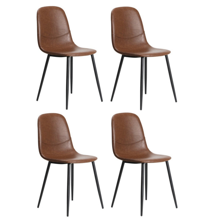Dining Chairs Kitchen Accent Chair Lounge Room Pu Leather Brown