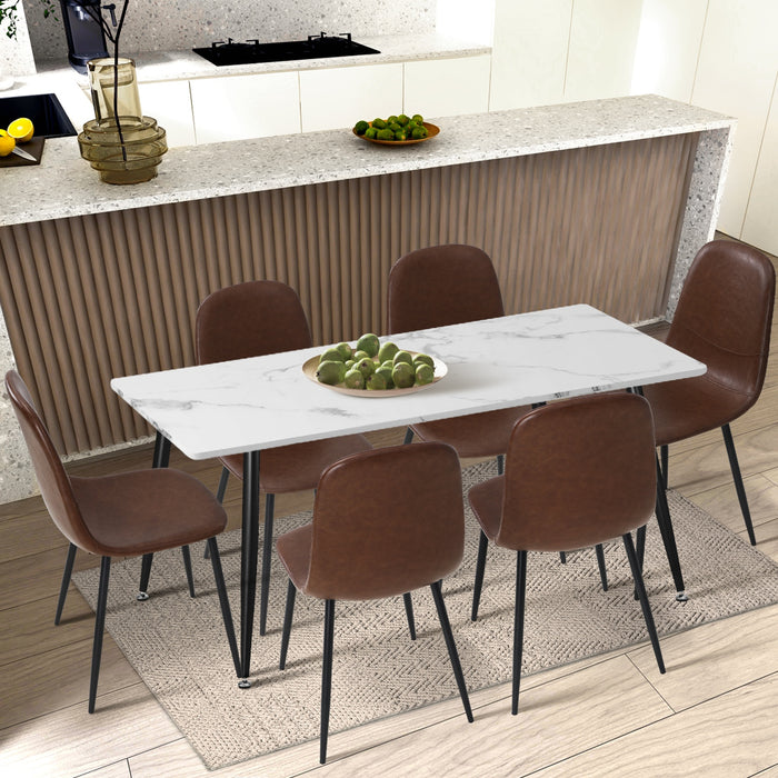 Dining Chairs Kitchen Accent Chair Lounge Room Pu Leather Brown