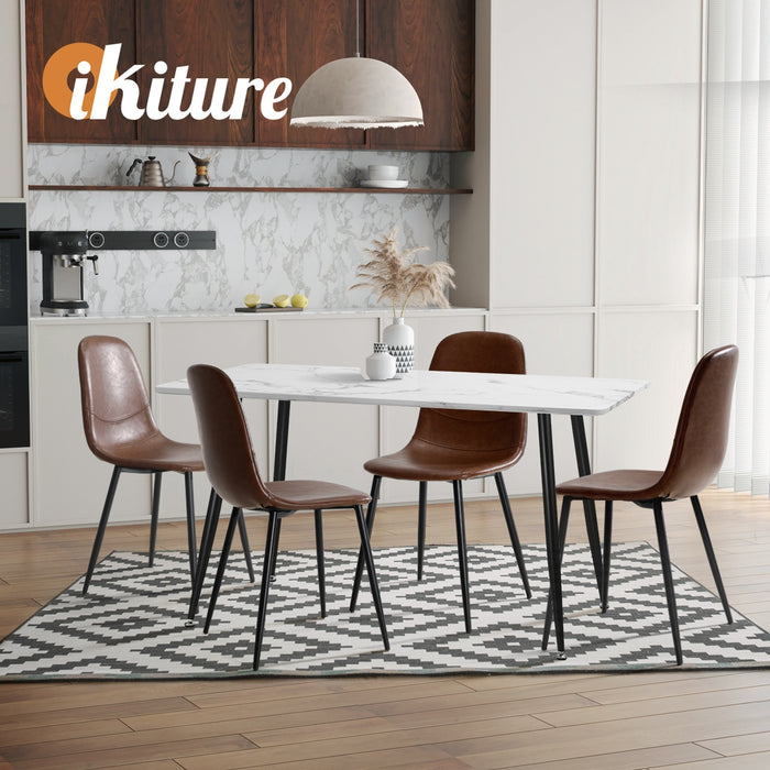 Dining Chairs Kitchen Accent Chair Lounge Room Pu Leather Brown