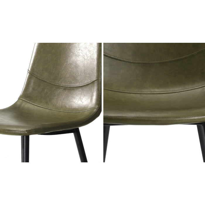 2X Dining Chairs Kitchen Accent Chair Lounge Room Pu Leather Green