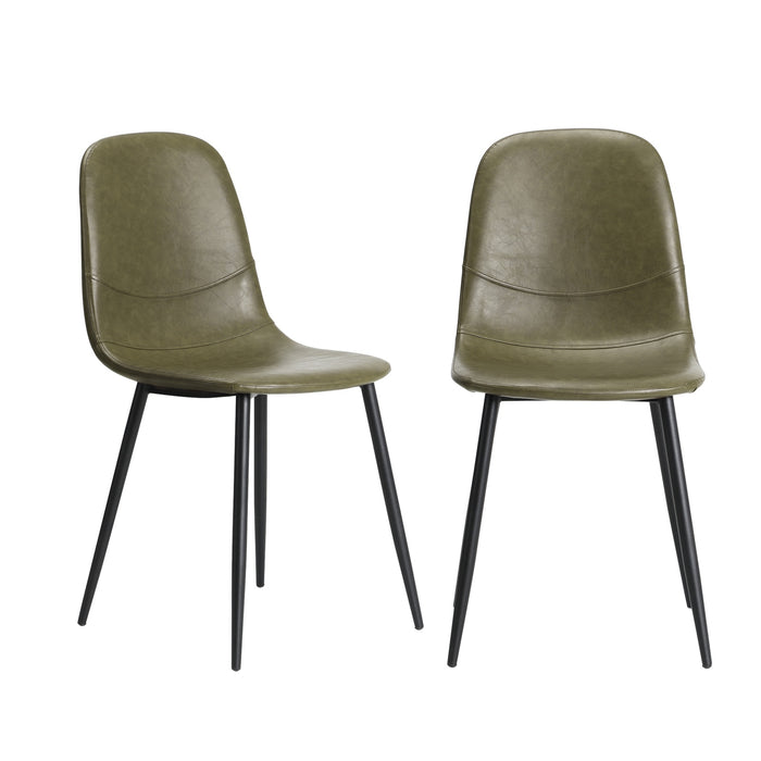 2X Dining Chairs Kitchen Accent Chair Lounge Room Pu Leather Green