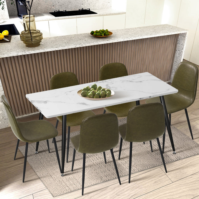 Dining Chairs Kitchen Accent Chair Lounge Room Pu Leather Green