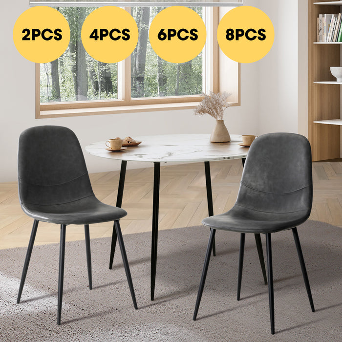 Dining Chairs Kitchen Accent Chair Lounge Room Pu Leather Grey