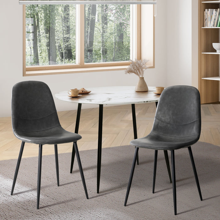 Dining Chairs Kitchen Accent Chair Lounge Room Pu Leather Grey