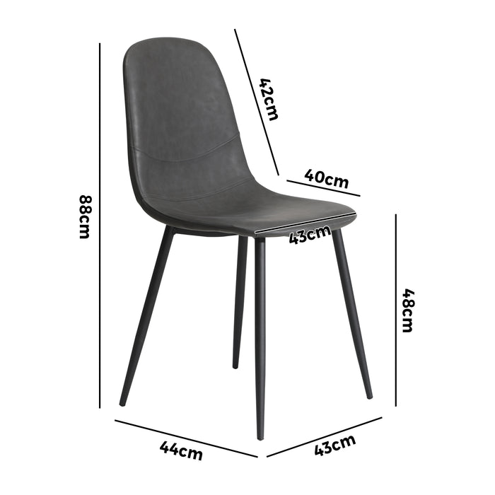 2X Dining Chairs Kitchen Accent Chair Lounge Room Pu Leather Grey