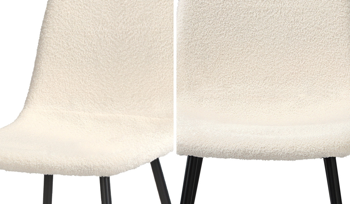2X Dining Chairs Kitchen Accent Chair Lounge Sherpa White And Black
