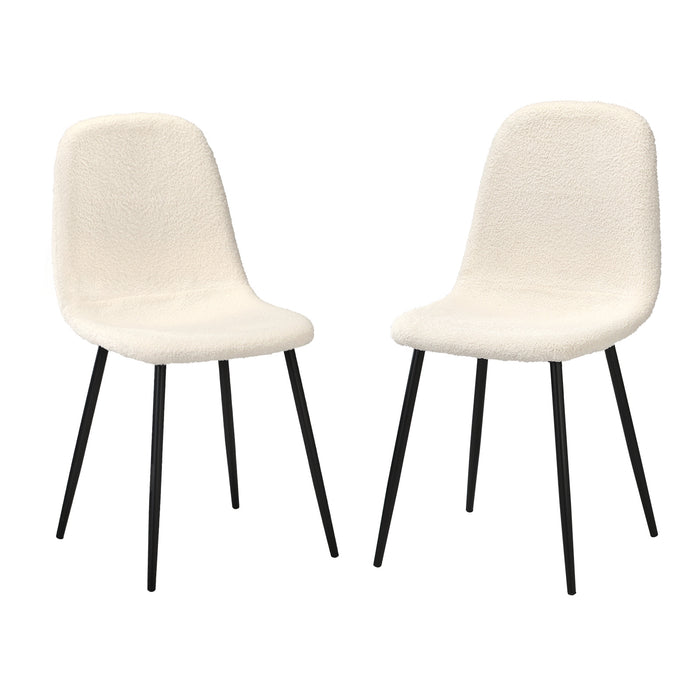 2X Dining Chairs Kitchen Accent Chair Lounge Sherpa White And Black