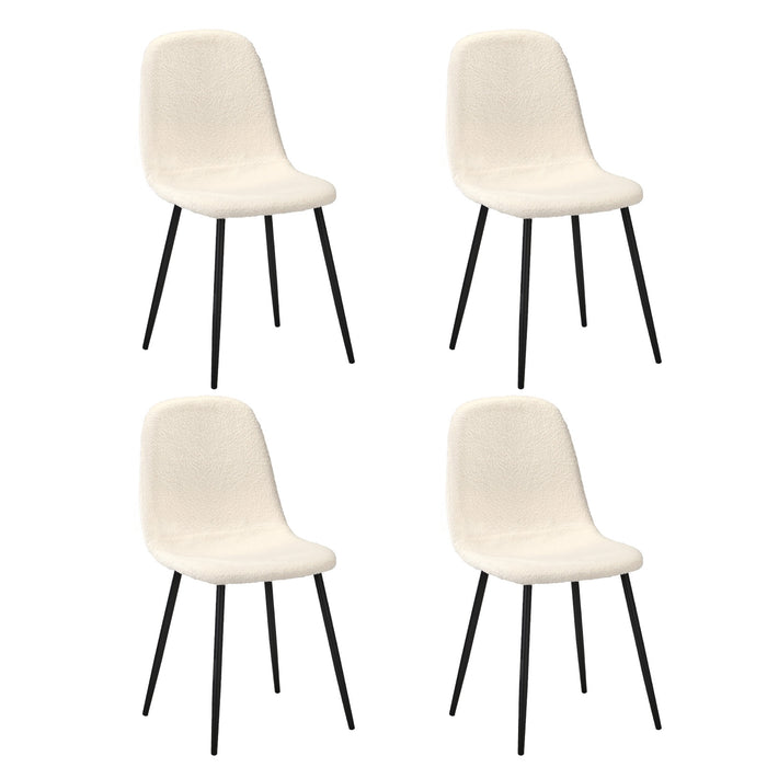4X Dining Chairs Kitchen Accent Chair Lounge Sherpa White And Black