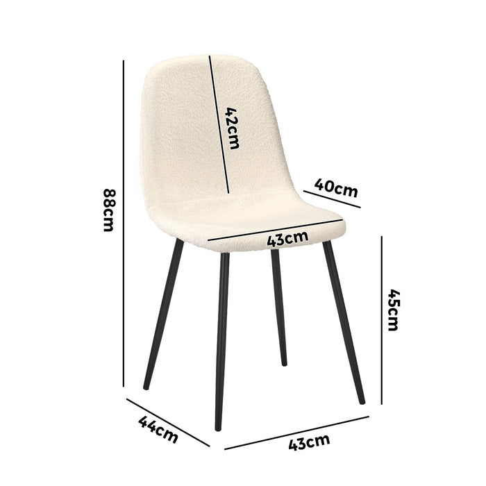 4X Dining Chairs Kitchen Accent Chair Lounge Sherpa White And Black