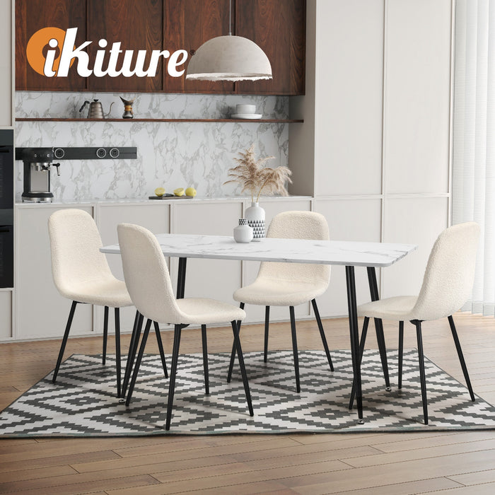 6X Dining Chairs Kitchen Accent Chair Lounge Sherpa White And Black