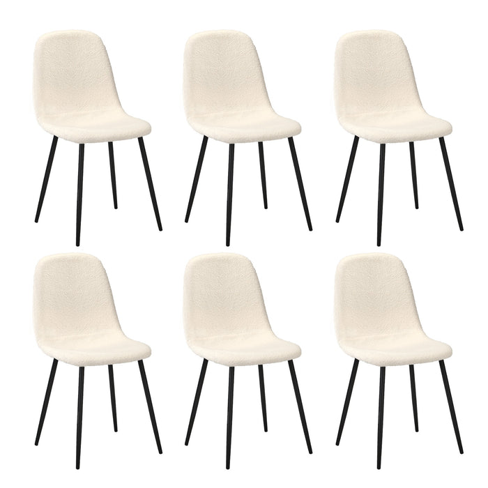 6X Dining Chairs Kitchen Accent Chair Lounge Sherpa White And Black