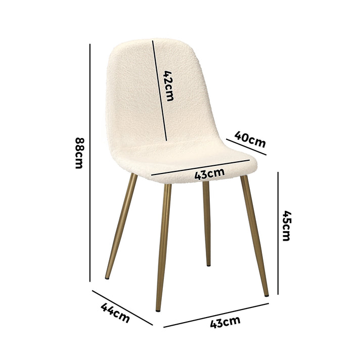 6X Dining Chairs Kitchen Accent Chair Lounge Sherpa White And Golden