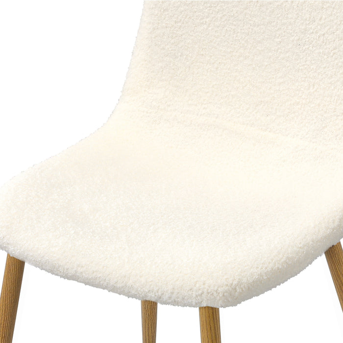 2X Dining Chairs Kitchen Accent Chair Lounge Sherpa White And Wooden