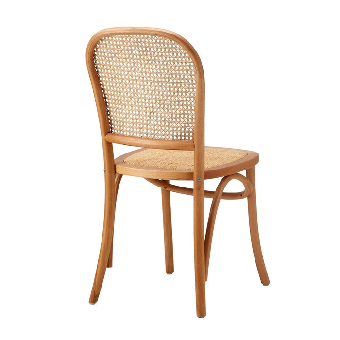 2 Pack Dining Chair Solid Wood & Ratan Seat