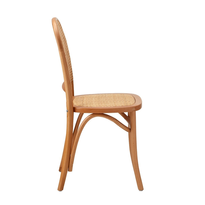 2 Pack Dining Chair Solid Wood & Ratan Seat