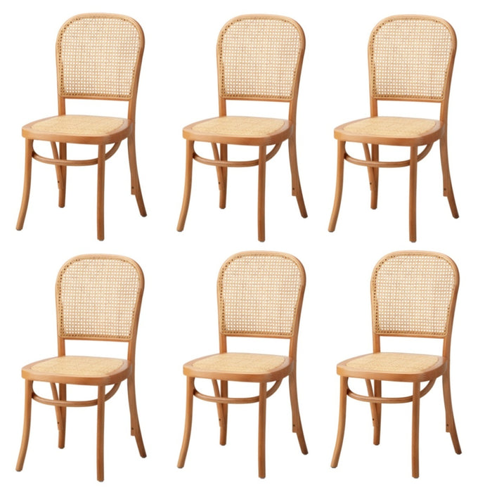 6Pcs Dining Chair Solid Wood & Ratan Seat 3 Style