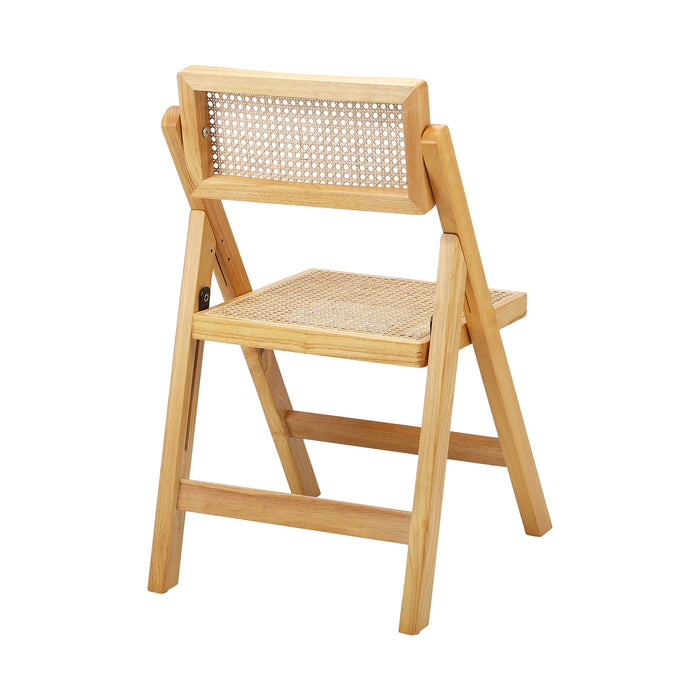 4X Dining Chairs Folding Rattan Chair Wooden Accent Chair Natural