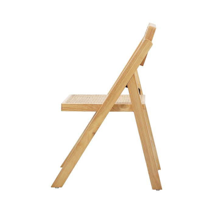 4X Dining Chairs Folding Rattan Chair Wooden Accent Chair Natural