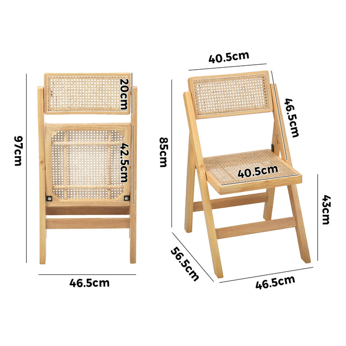 4X Dining Chairs Folding Rattan Chair Wooden Accent Chair Natural
