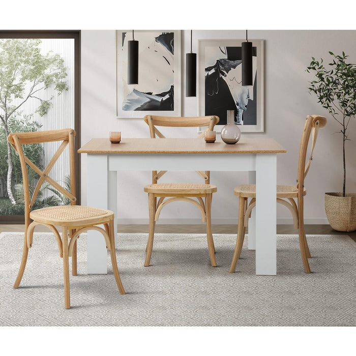 2 Pack Dining Chair Solid Wood & Ratan Seat