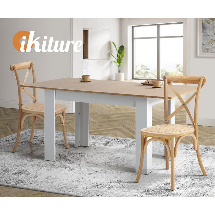 2 Pack Dining Chair Solid Wood & Ratan Seat